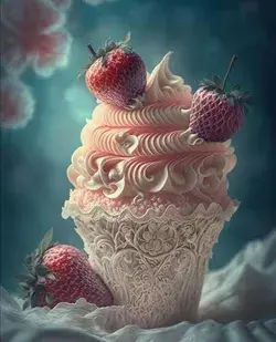 Delicious strawberries ice cream