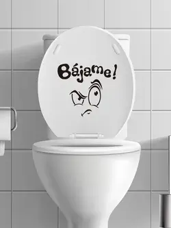 1pc Self-adhesive PVC Toilet Lid Decal,Cute Letter Cartoon Graphic Creative WC Pedestal Pan Cover Sticker
