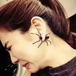 Personality Black Spider Single Earring - One Size / Black