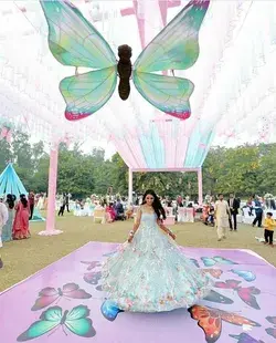 butterfly themed mehendi decore