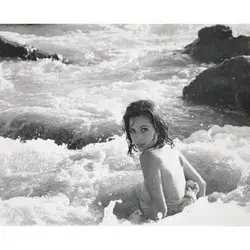 Globe Photos Entertainment & Media Barbara Parkins: Valley of the Dolls Star in the Ocean - Unframed Photograph Paper in Black / White | Wayfair