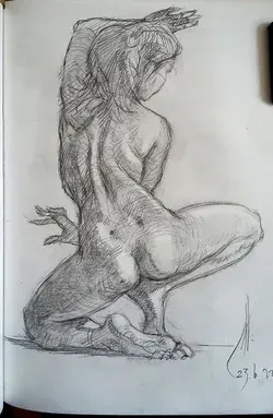 female figure drawing graphite pencil