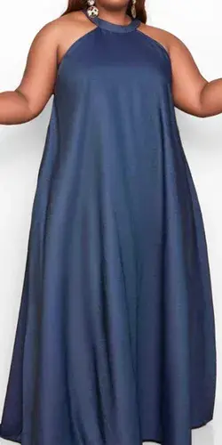【Shop Now】Fashion Round neck sleeveless loose vest solid color plus size dress