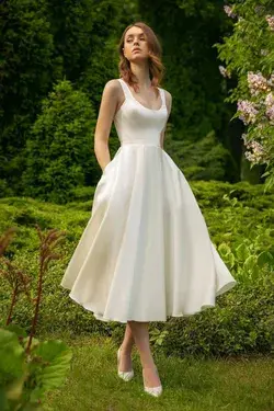 off shoudher and tea length wedding dress white frocks  idea