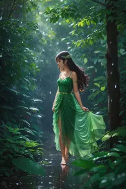 Lady in the Forest wearing green