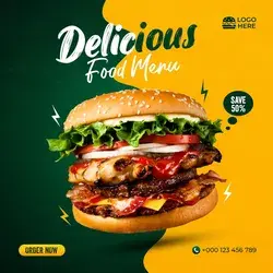 Delicious food social media and instagram post template