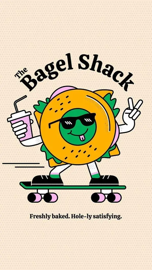 The Bagel Shack restaurant brand identity design by call me jules design