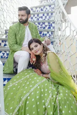 Coordinated couple outfits for an Indian wedding