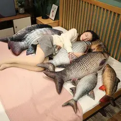 Plushiesanime 30 100cm Simulation Fish Plush Toys Realistic Tilapia Carp Bream Plush Pillow Stuffed Soft Bed Back Cushion Creative Decor Gift - 4, 40cm