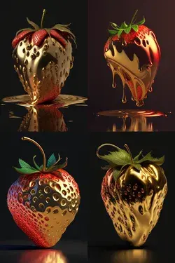 Strawberry, oozing gold