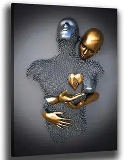 BFSA Wall Art for Living Room 3D Metal Effect Love Heart Couple Wall Art Decor 