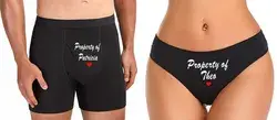 Personalized Couples Underwear, set  of Thongs and Boxer Briefs, Valentines Day Gifts, Gifts for her, Gifts for Him, Underwear for couples