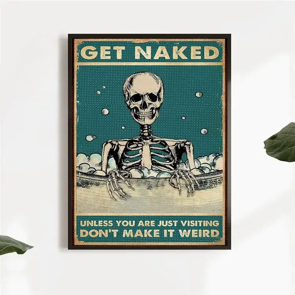 1pc, Funny Sleketon Wash Get Naked Skeleton Poster, Skull Poster, Wall Art Poster For Bedroom Living Room, Canvas Poster, Home Decor, Room Decor, Bedroom Decor Frameless