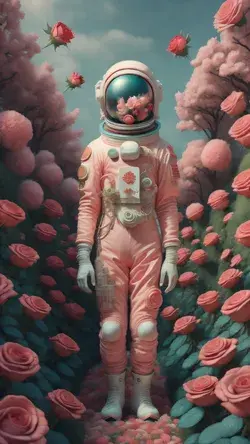 Sed Pro | Pink Astronaut With Lots Of Flowers Phone Wallpaper | 4k Phone Wallpaper