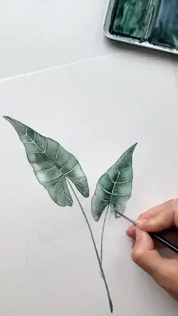 Alocasia watercolor painting by Angèle Kamp