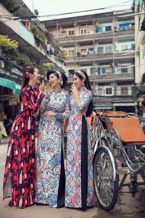 Wine Lover Printed Vietnamese Ao Dai