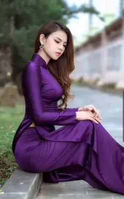 Purple satin ao dai