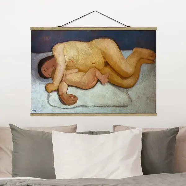 Stoffbild mit Posterleisten Paula Modersohn-Becker - Ruhende Mutter