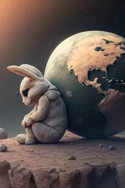 Sad Bunny on the Moon, Easter Bunny