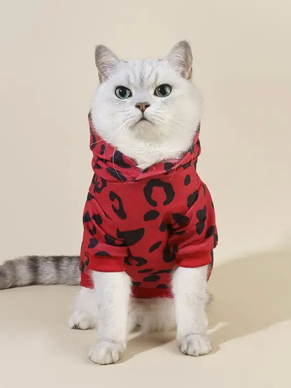 1pc Leopard Print Pet Hoodie