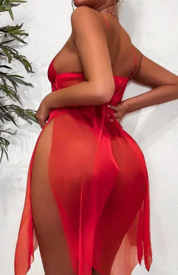 Ladies Sling Lace Hot Sexy Fun Suit - Red / S