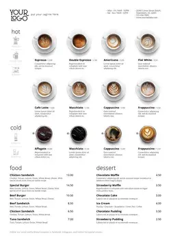 Minimalist Photography Coffee Menu