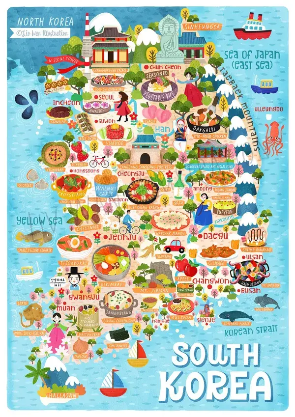 Korea Map Illustration 