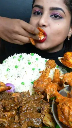 ASMR Eating Spicy Chicken Leg Piece, Pulao, Biryani, Chole Bhature Big Bites ASMR Mukbang Video