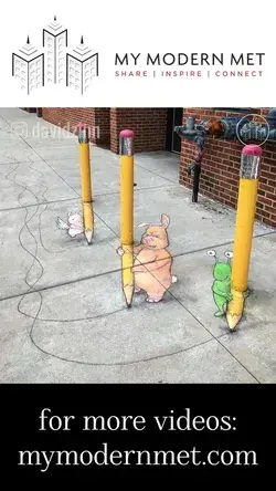 Playful 3D Chalk Art on the Streets by David Zinn
