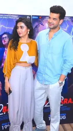 #Tejran ❤️ #TejasswiPrakash 😘 #KaranKundrra 🥰 At #DoBaaraa Screening #HungamaStudio #FilmyBold