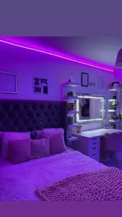 Purple light decoration in bedroom