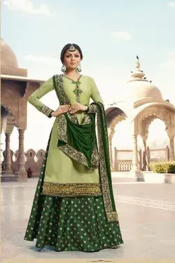 Beautiful Green Colored Partywear Embroidered Salwar Suit 