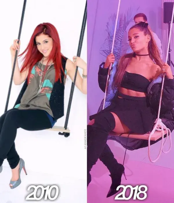 Ariana, when she was on Victorious vs. Ariana, when I started to notice her🥺💗