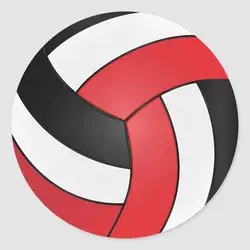 Red, White and Black Volleyball Classic Round Sticker