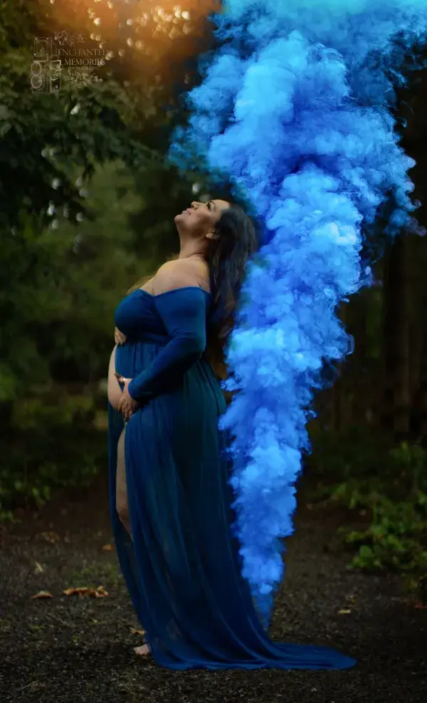 Smoke bomb maternity session - baby boy