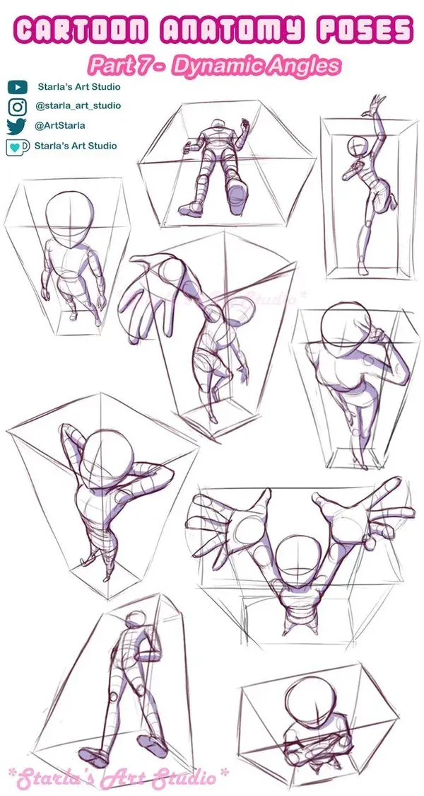 Drawing Cartoon  Standing Poses in Dynamic Angles | Starla's Art Studio