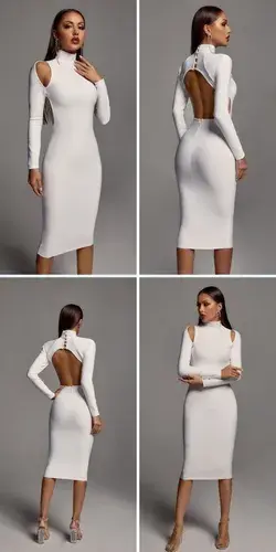 Quincy Cut Out Backless Bandage Dress - White