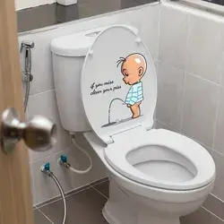 1pc Funny Toilet Warning Stickers, Children's Peeing Toilet Sign Stickers, Creative Self-adhesive Removable Toilet Lid Decals
