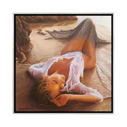 iCanvas "A Mermaid In The Sunset" by Marco Busoni Framed