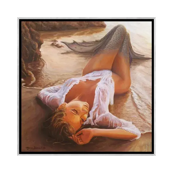 iCanvas "A Mermaid In The Sunset" by Marco Busoni Framed