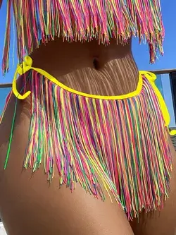 Fringe Hem Tie Side Bikini Bottom