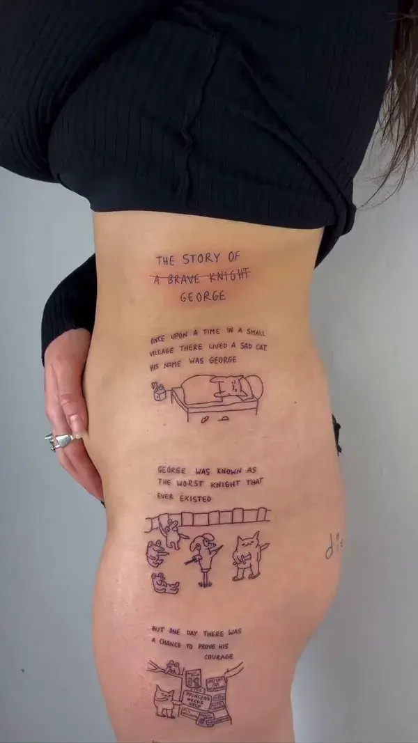 Funny story tattoo on done by Szymon Lipowski (@lipnetattoo)