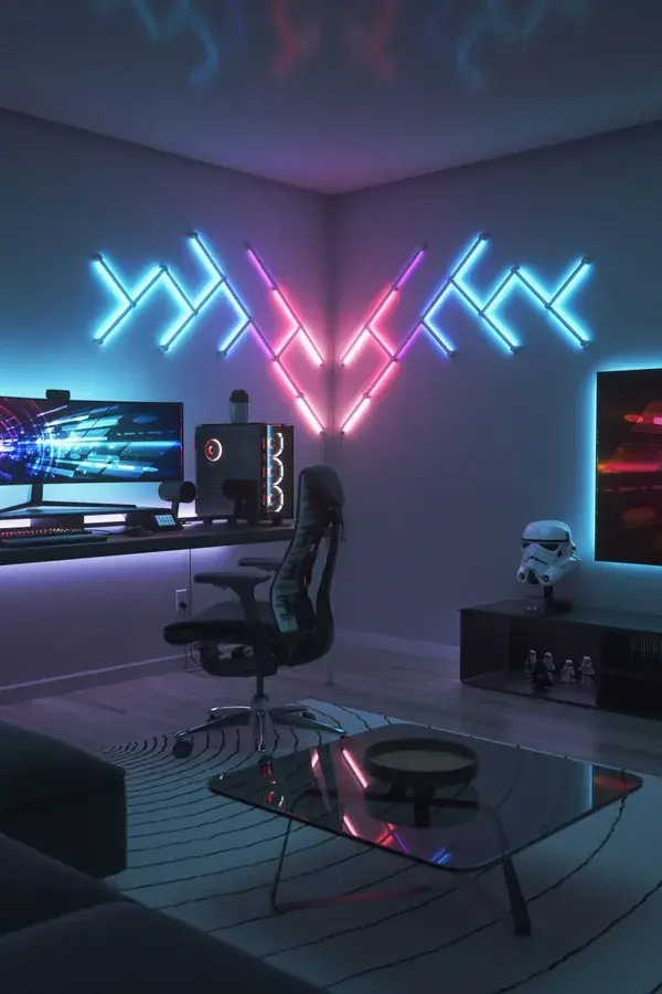 Cool & Trendy Battlestation Gaming Setup | LED Light Bars