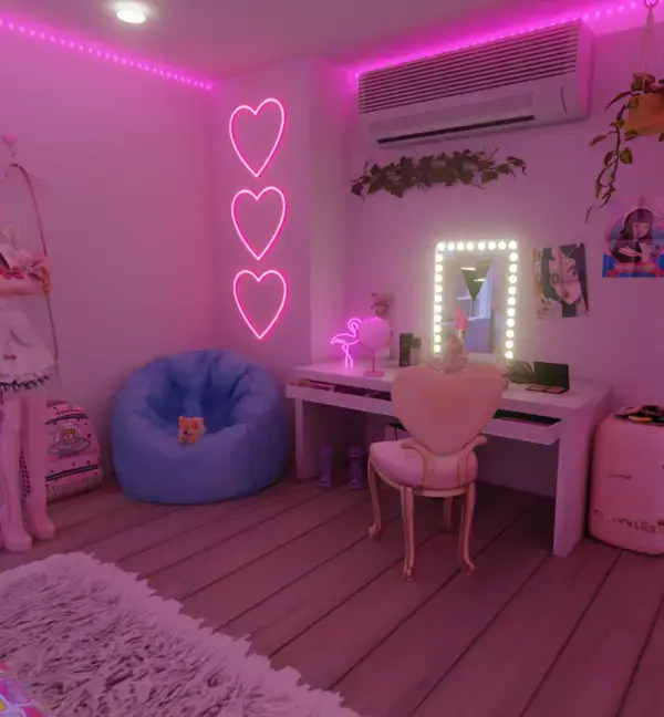 gaming set up pink