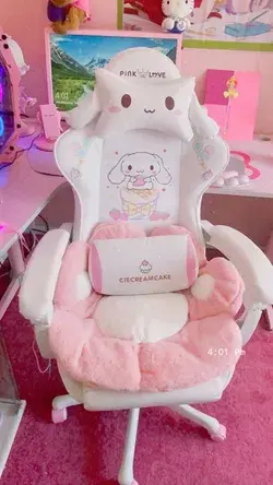 Cinnamoroll Gaming Chair w/ Pink Cat Paw Pillow