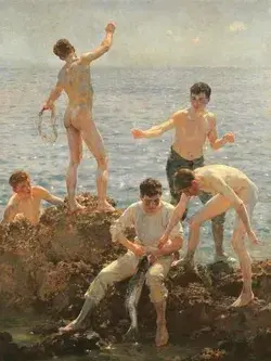 Giclee Print: Midsummer Morning, 1908 (Oil on Canvas) by Henry Scott Tuke : 12x9in