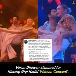 Varun Dhawan lifted Gigi Hadid and gave her a peck on the cheeks at NMACC Event.