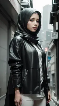 Hijab AI Cyberpunk