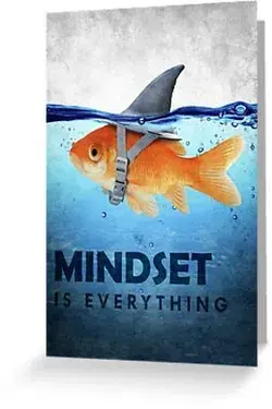 Mindset Is Everything Fish And Shark Illustration Motivation Greeting Card & Postcard by SuccessHunters
