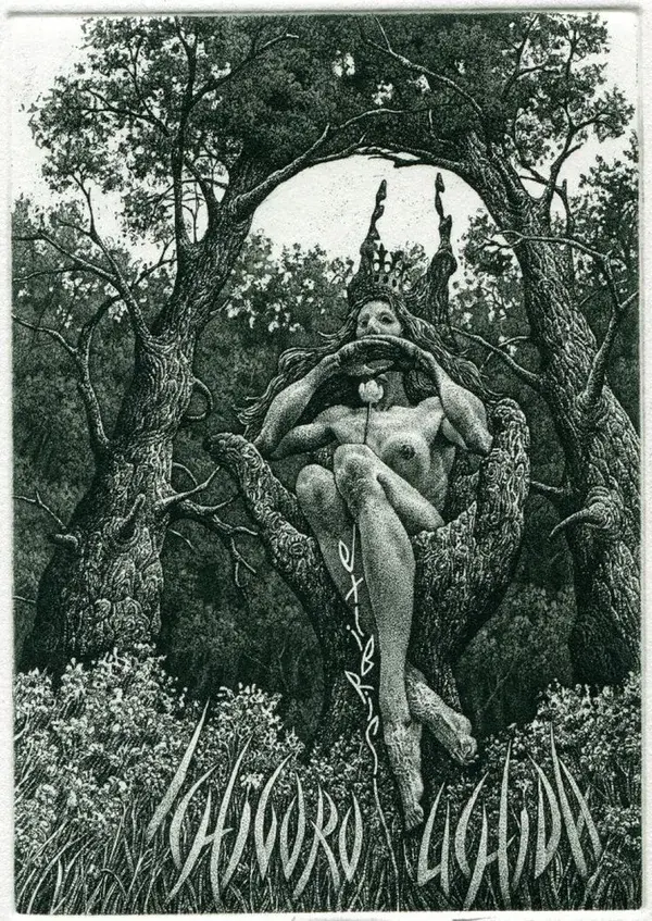 julian jordanov: mother earth (ex libris for ichigoro uchida)